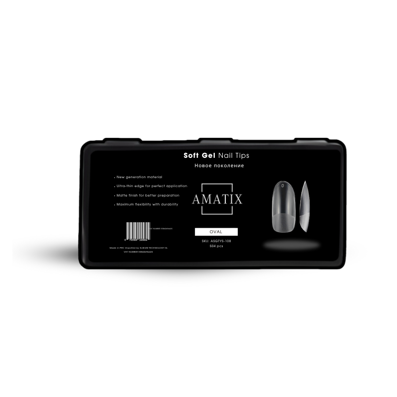 Amatix Soft Gel Nail Tips Oval 504uni 12 tamaños