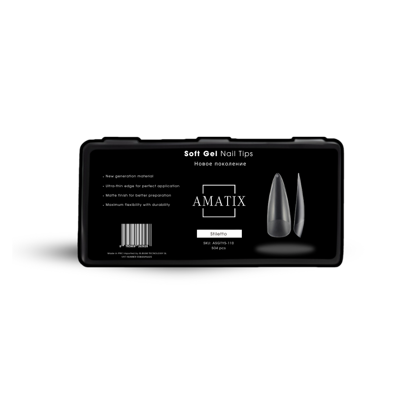 Amatix Soft Gel Nail Tips Stiletto 504uni 12...