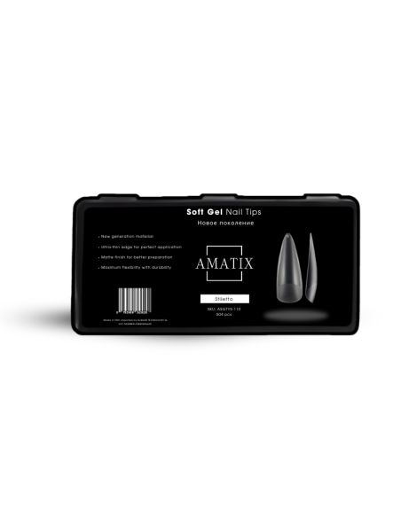 Amatix Soft Gel Nail Tips Stiletto 504uni 12 tamaños