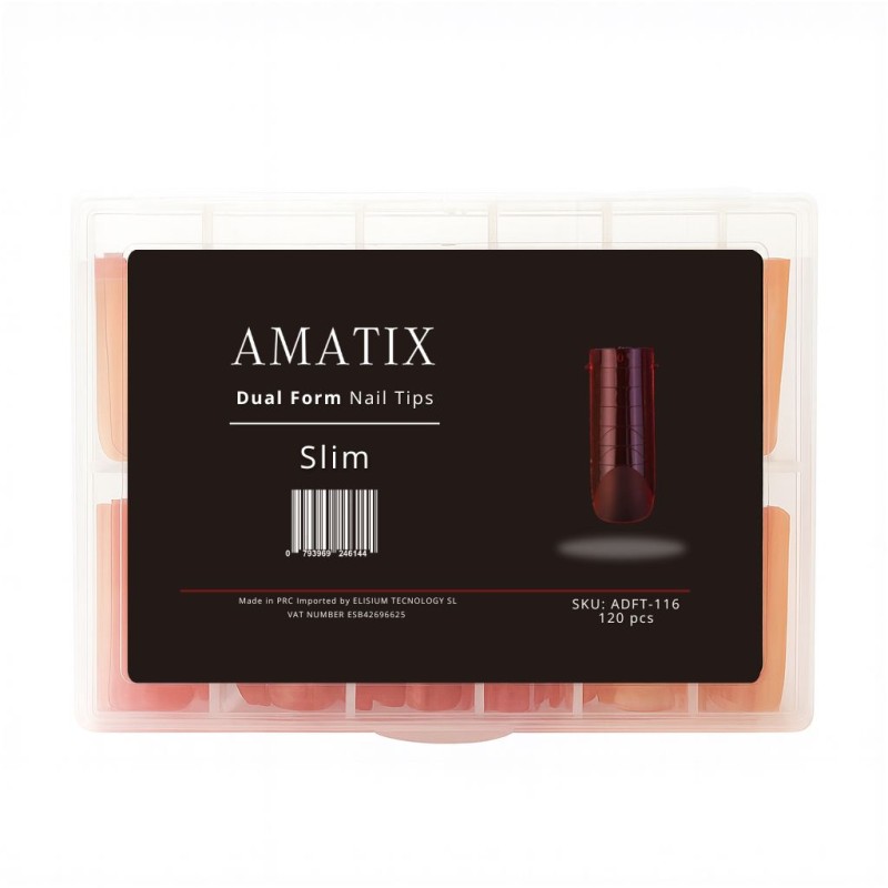 Amatix Dual Form Nail Tips Slim 120uni 12 tamaños